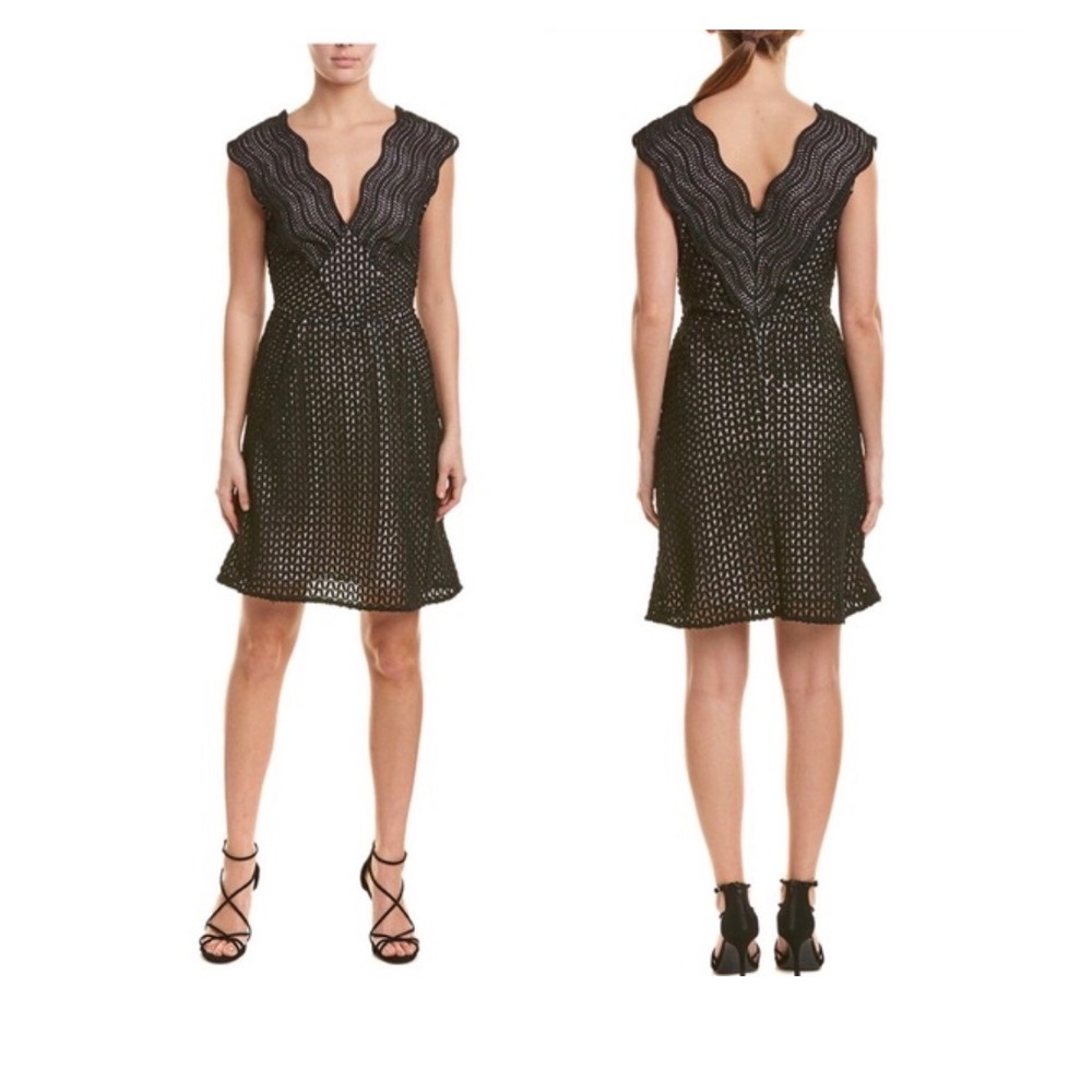Reiss NWT Marianna Lace Fit and Flare Dress Black sz 6 $465